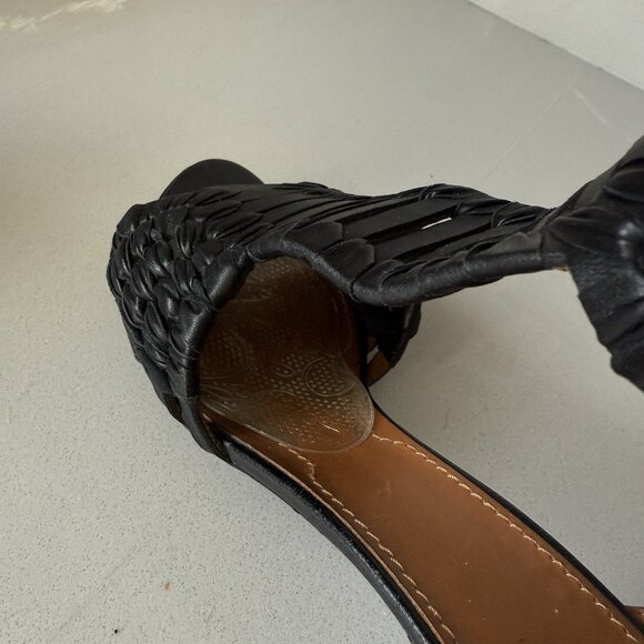 Givenchy Size 39 G Woven Nappa Black Leather Sandals Heels  Zip Open Toe + Box - Picture 5 of 15